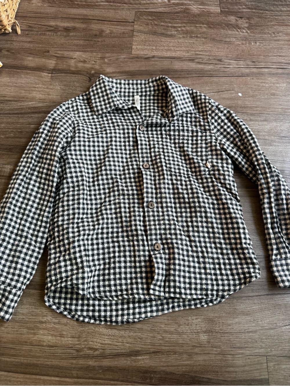 Rylee and cru plaid brown cream button down shirt boys size 6-7